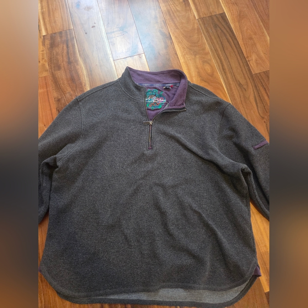 Robert Graham Purple and Gray Quarter Zip-Up